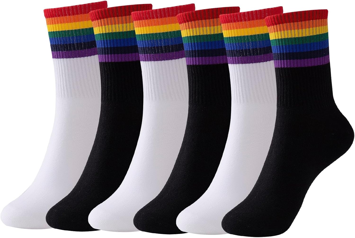 6 Pairs Rainbow Socks Women Men, Crew Socks,Merch Striped Athletic Ankle Striped Socks,Perfect for Halloween,Christmas Gifts