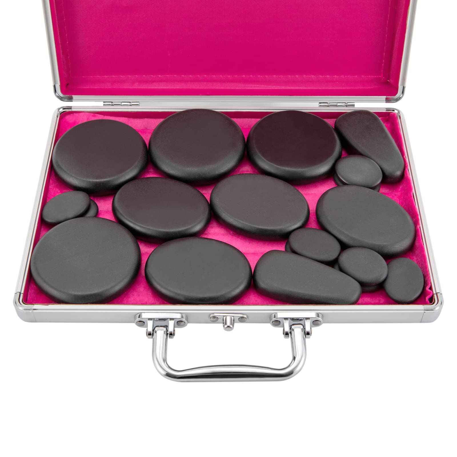 Set de masaje de piedra caliente (18 unidades, portátil, con caja de calefacción)