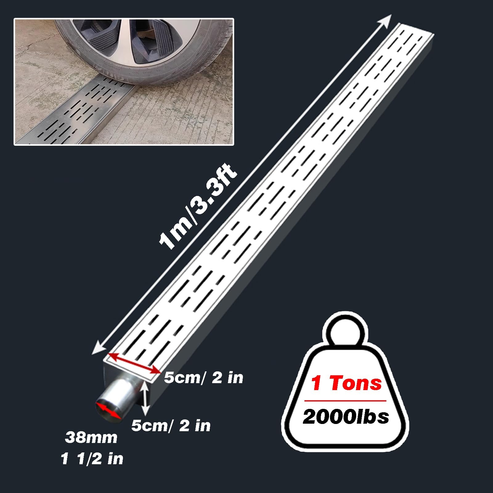 Générique Caniveau de Drainage Robuste pour béton - Tranchée de Drainage extérieure pour Cour et Patio avec Grille en Acier Inoxydable, idéal pour allée, Trottoir et Chem