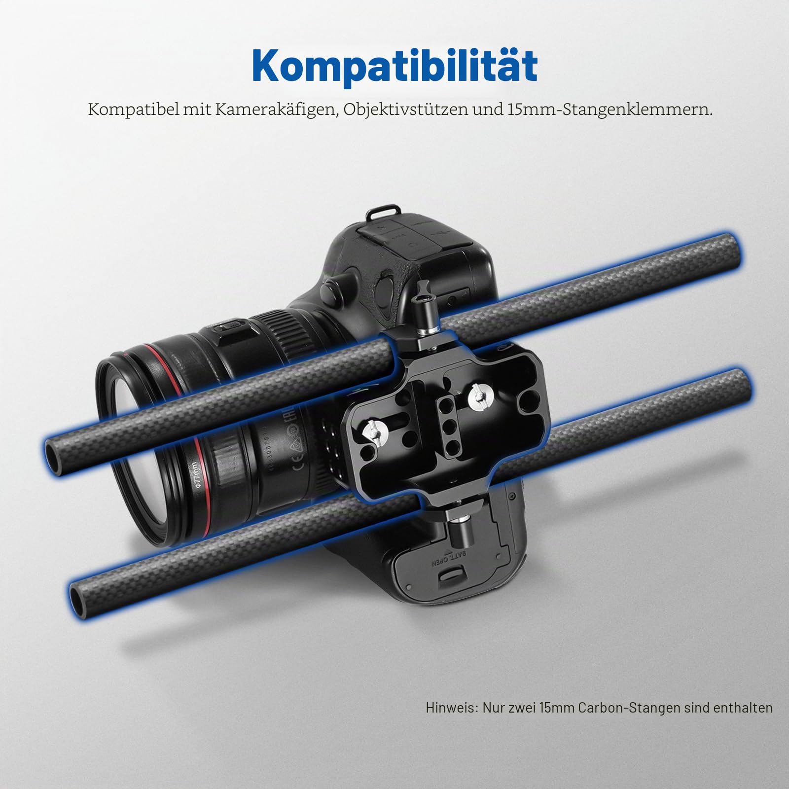 NEEWER 15 mm Rod Verlängerungsstangen aus Kohlefaser, 2 Stück, kompatibel mit SmallRig, kompatibel mit Tilta, 15 mm Schulterstützsystem, Follow Focus Schiene für DSLR-Kamera, SR002 (30 cm)