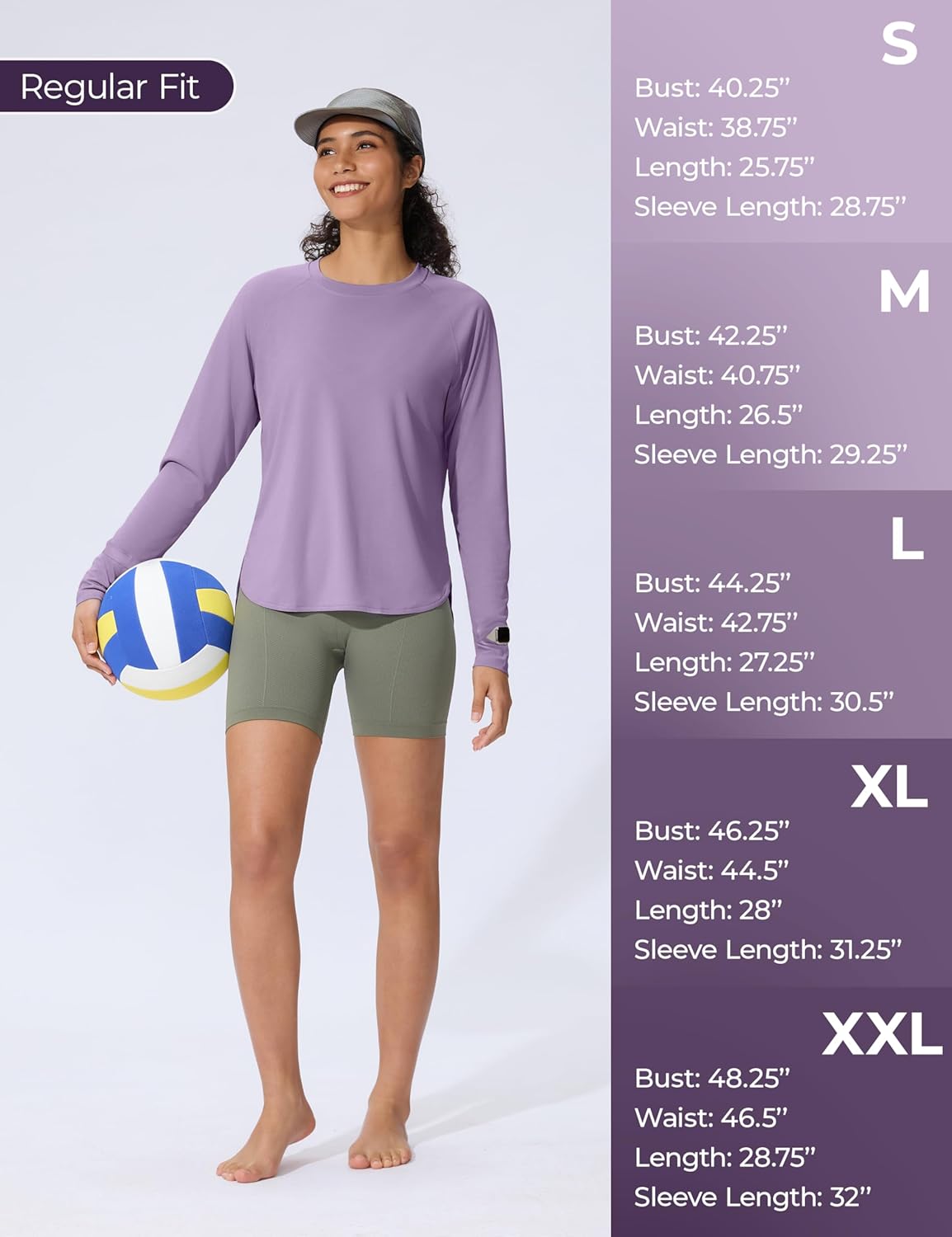 Women's Sun Shirts UPF 50+ Long Sleeve Uv Protection Shirts Lightweight Quick Dry SPF Clothing Outdoor Hiking Tops Purple S - Image 7