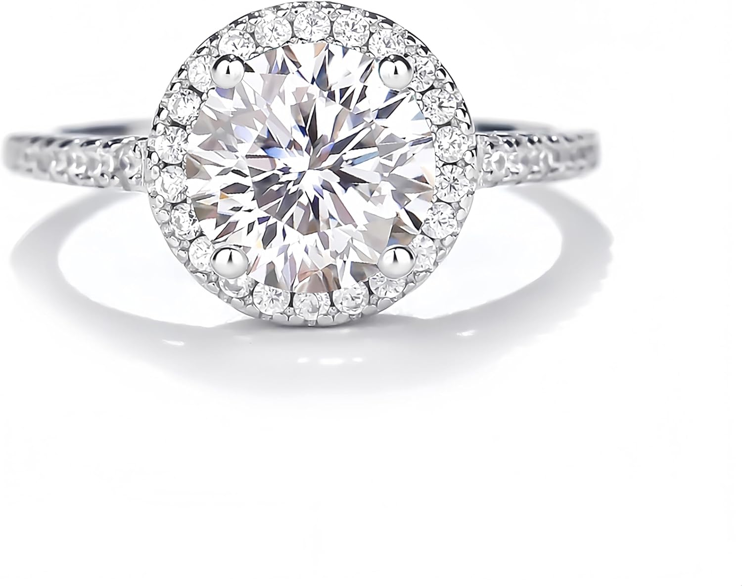 YSDD 0.5/1/2CT Moissanite Women's Ring D Color VVS1 Clarity Round Moissanite 925 Sterling Silver Set in 18K White Gold, Size 5-9