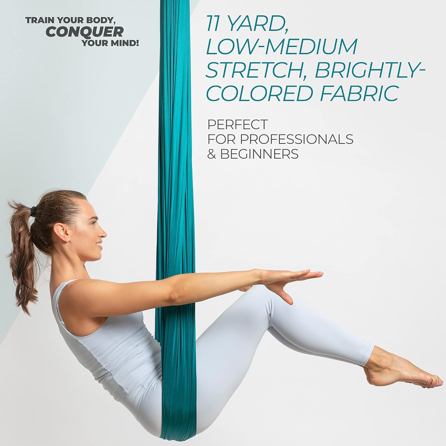Victorem Aerial Silks - 11 Yards Aerial Silk, Premium Ariel Yoga Hammock, Durable and Low-Stretch Fabric, Yoga Starter Kit for Home, Aerial Rig for All Skill Levels - All Hardware Included