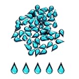 Generic 50PCS Flat Back Acrylic Teardrop Gems 6x10mm Artificial Rhinestones for DIY Crafts Bead Wedding Party Face Painting Jewelry Making Lake Blue