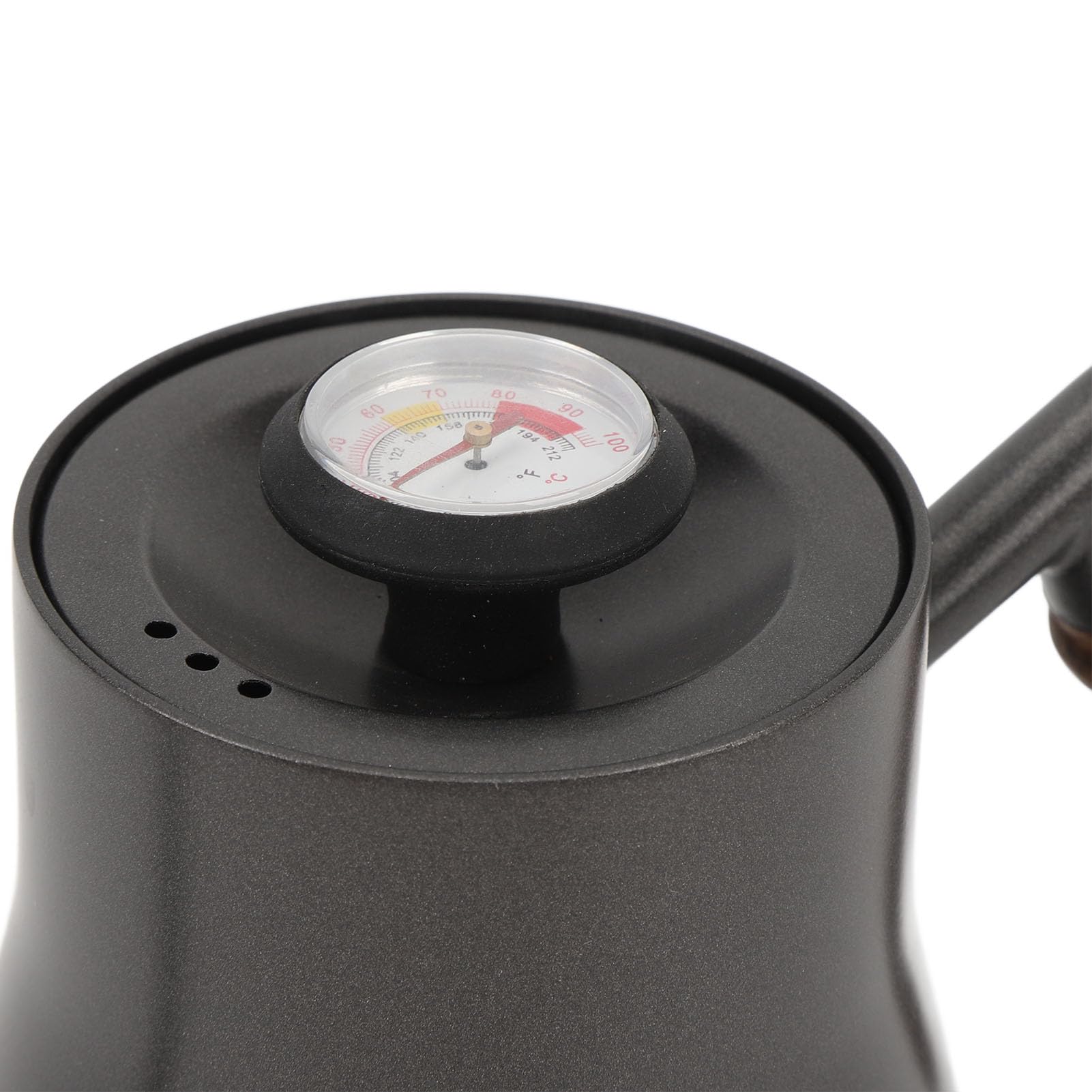 Hervidor de café, Tetera con Cuello de Cisne de Acero Inoxidable de 850 Ml, Hervidor de Agua con de Madera con Termómetro y Pico Largo, Ideal para Preparar Cerveza en el Hogar, Viajes y
