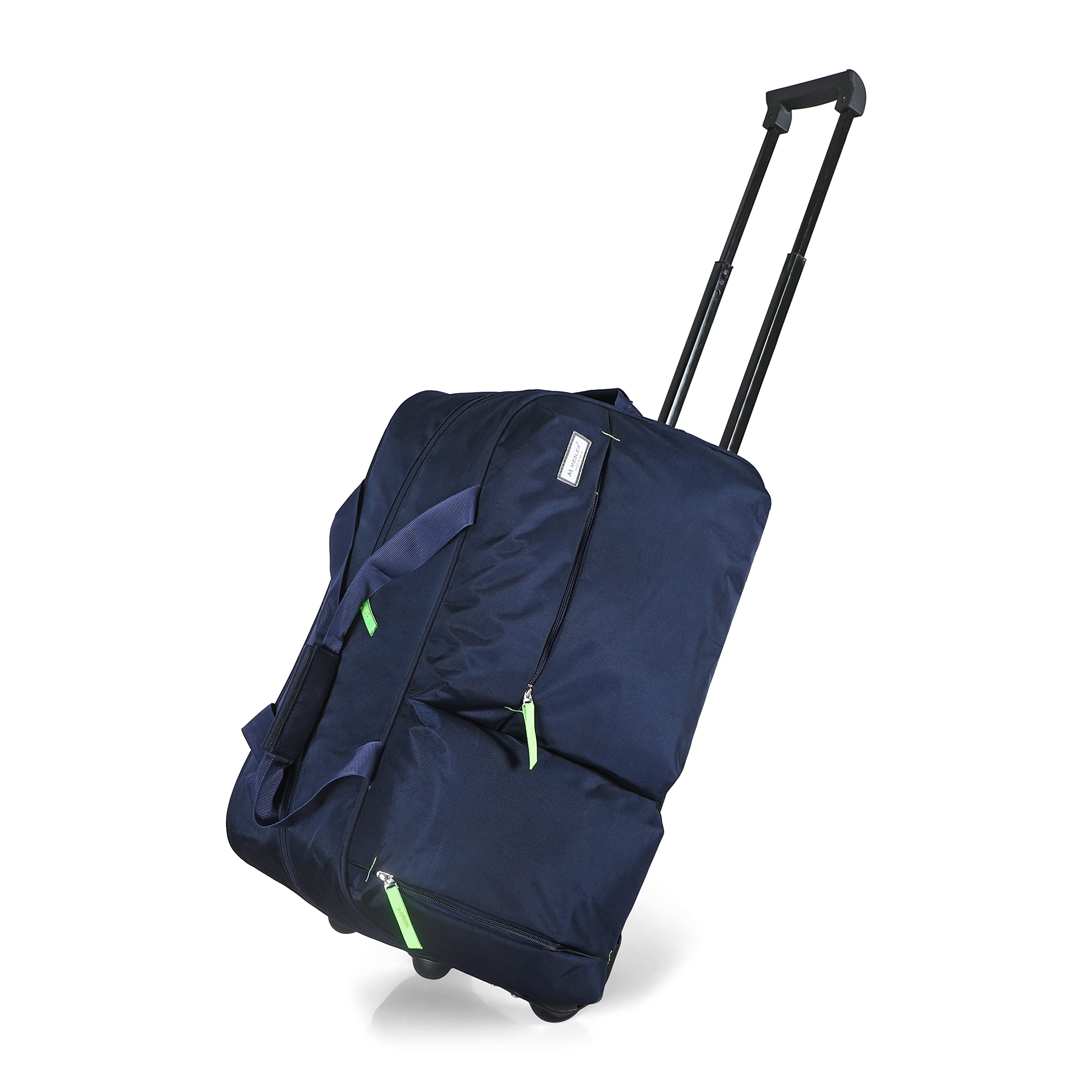 M MEDLER Nylon 2 Spinner Wheels Larry 54 Litres Trolley Duffle Bag- Luggage Bag- (Navy Blue), Medium