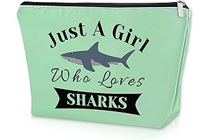 Shark Lover Birthday Gift Green Makeup Bag Sharks Week Gift Shark Themed...