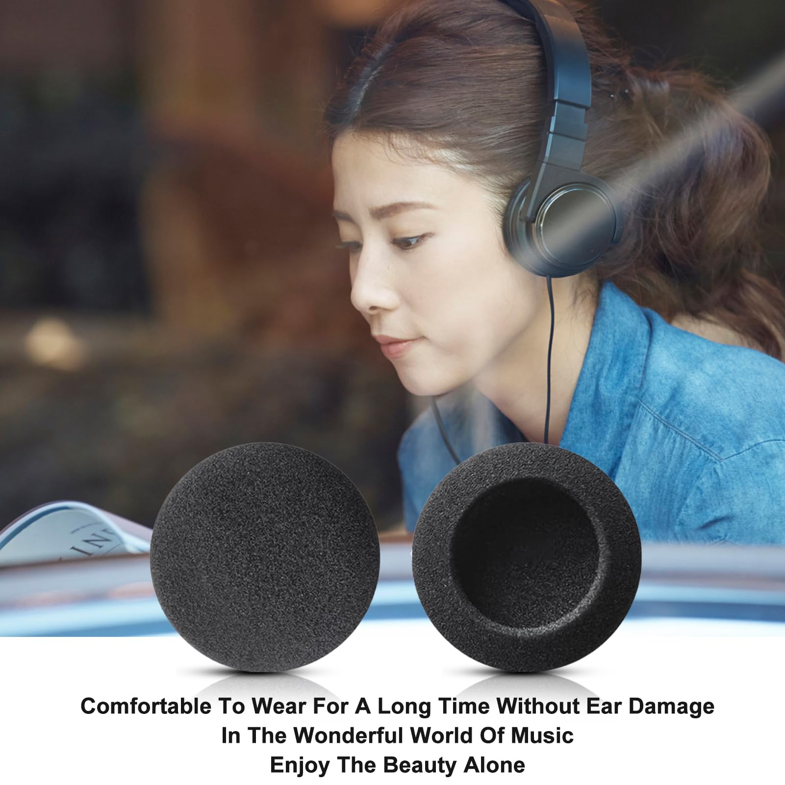 6 Paraorecchie In Schiuma Per Cuffie - 55mm, Comfort E Isolamento Acustico, Nero - Foto 9