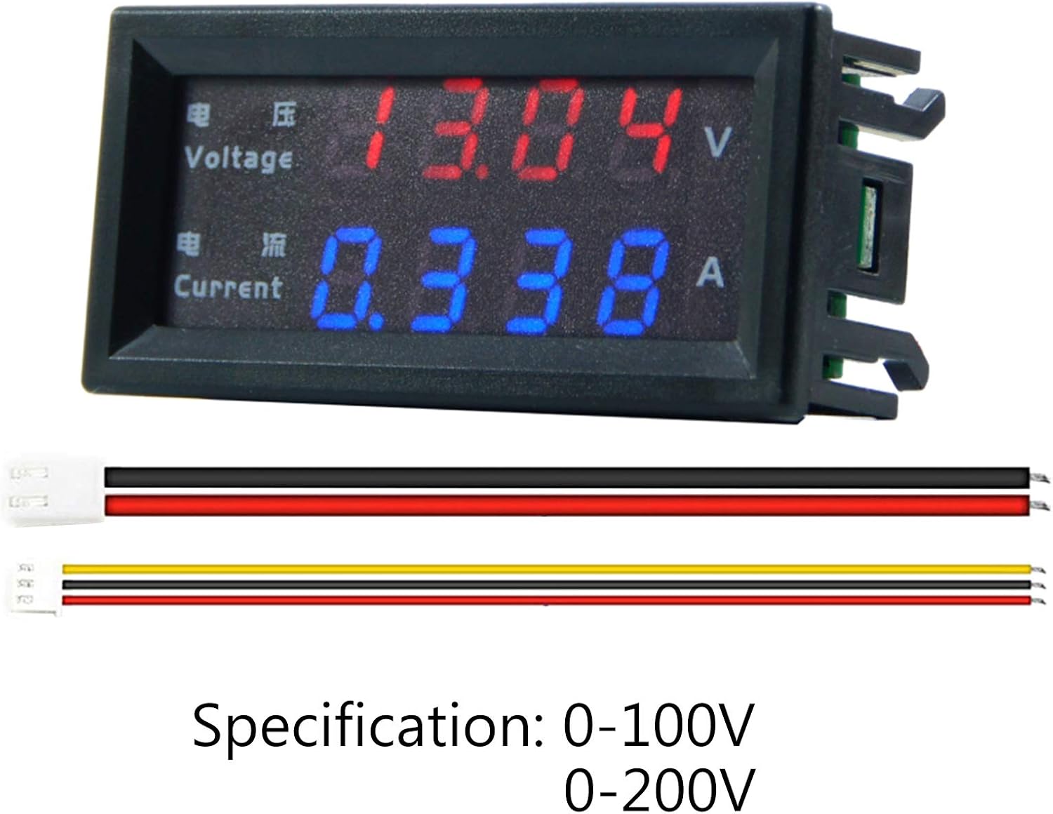 Dc 100V 200V 10A Voltmeter Ammeter, 4 Digits Dual Led Digital Display, High Precision Amps Volts Merter Panel Gauge