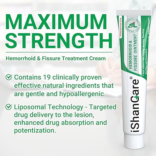 Miniatura 10 de Crema para hemorroides, ungüento para tratamiento de hemorroides y fisuras extra fuerte, alivio del dolor anal, picazón, sangrado, hinchazón,
