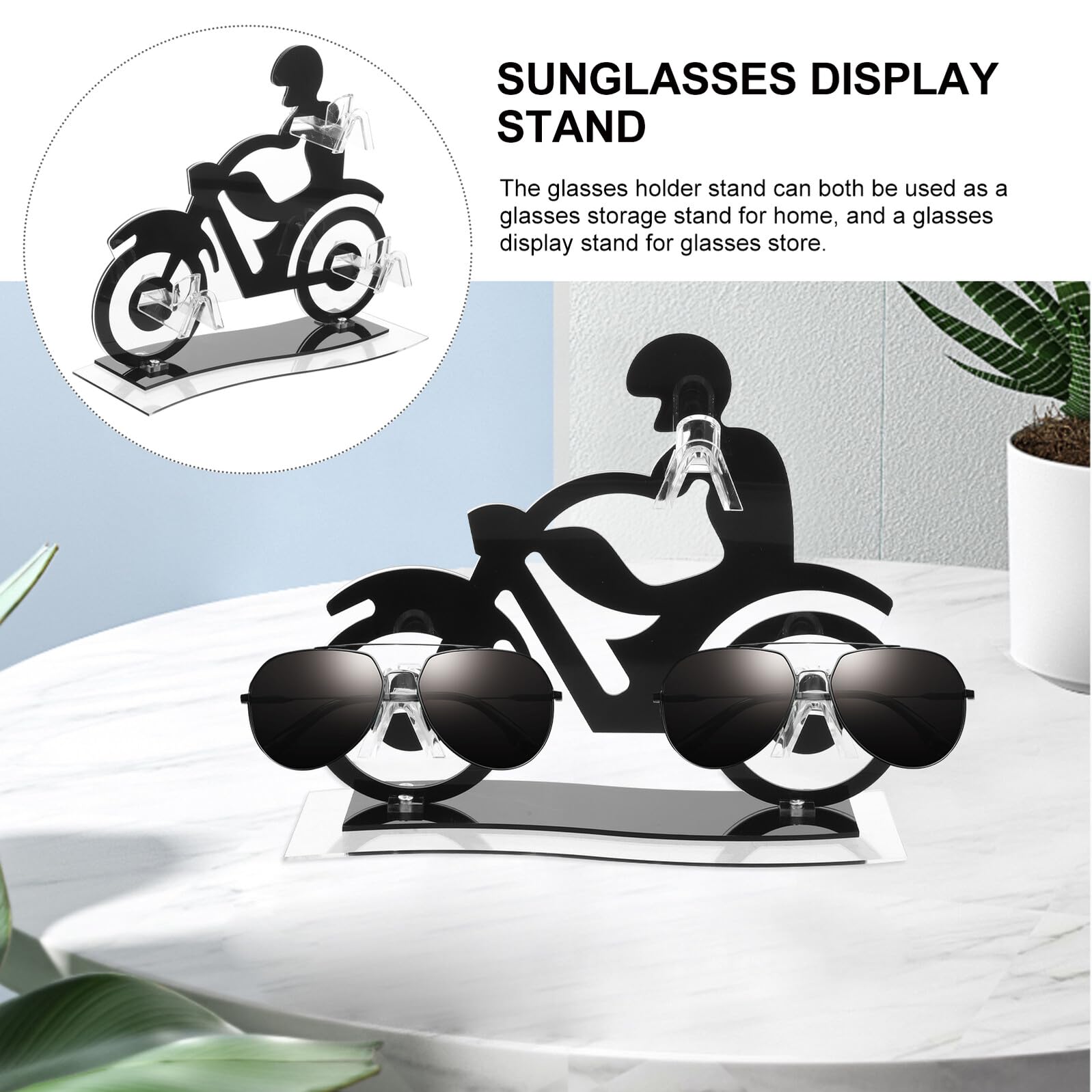 Soporte Acrílico para Gafas de Sol con Diseño de Motocicleta Organizador de Gafas de Escritorio para Exhibición y Almacenamiento Soporte Estable Casa o Tienda
