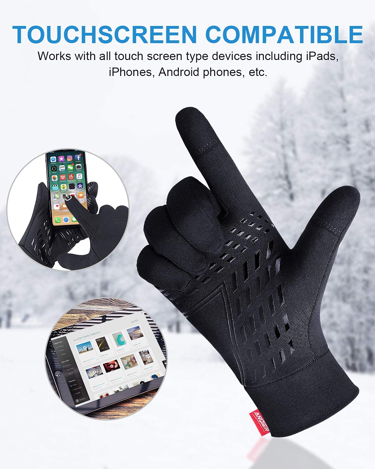 Lapulas Fahrradhandschuhe Touchscreen Handschuhe Herren Damen Winddichte Laufhandschuhe rutschfest Sporthandschuhe Warm Winterhandschuhe für Joggen Laufen Radfahren usw