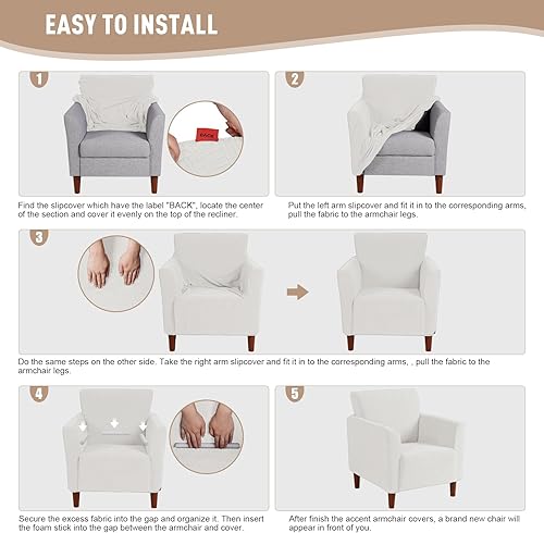 Miniatura 7 de KinCam 2 fundas decorativas para sillón, fundas elásticas para sillas de banquetes, fundas para silla de brazo para sala de estar, fundas