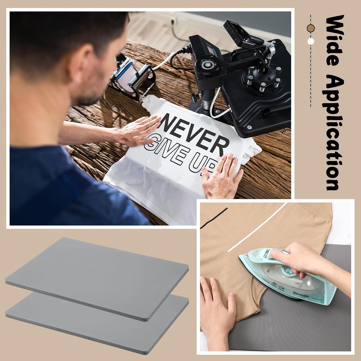 Frienda 2 Pcs Heat Press Pad Mat 0.31 Inch Thick Silicone Mat for Heat Press Flat Press Replacement Pad for Sublimation Heat Transfer Machine T Shirt Iron, Gray (15 x 11.4 Inches)