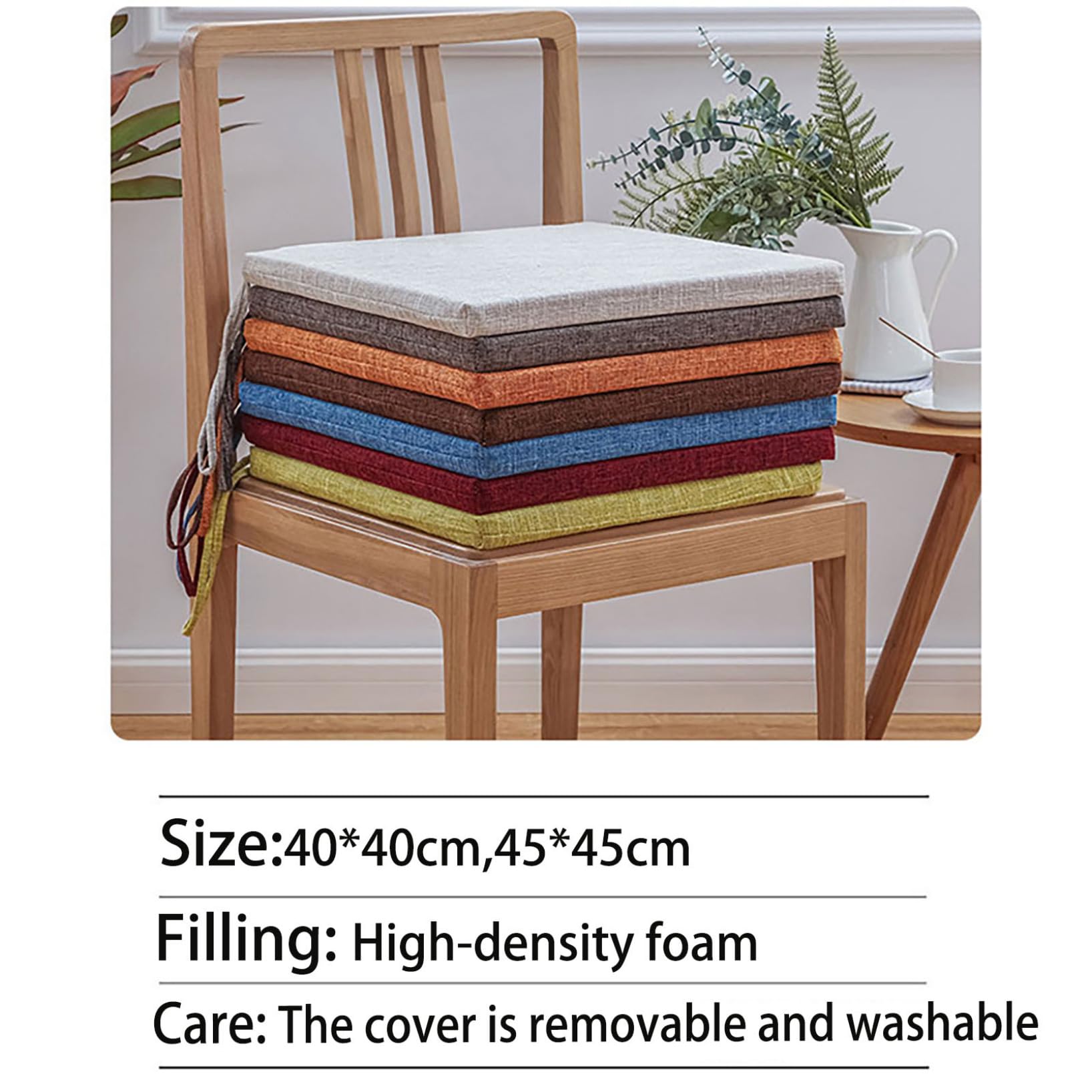 Cojines para Silla De Comedor De 35 X 35 Cm Poliéster Cuadrado Cuadros Cojines Cómodos para Silla De Cocina Cojín De Asiento Antideslizante Extraíble Decoración Jardín,R,6 Count(Pack of 1)