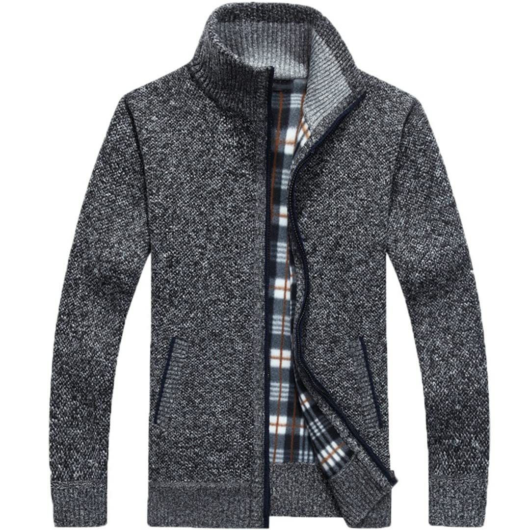 Vogrtcc Chaqueta de suéter de los hombres Abrigo de lana de piel sintética Chaquetas de punto grueso casual de punto Cardigan Abrigo