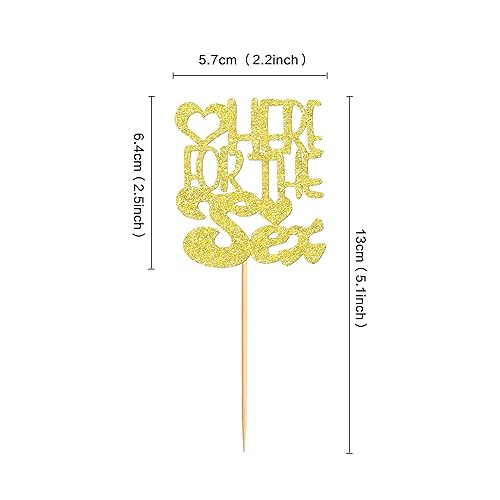 Miniatura 2 de Ercadio Paquete de 24 adornos para cupcakes sexuales, purpurina dorada aquí para el sexo, selecciones de cupcakes para revelación de género,