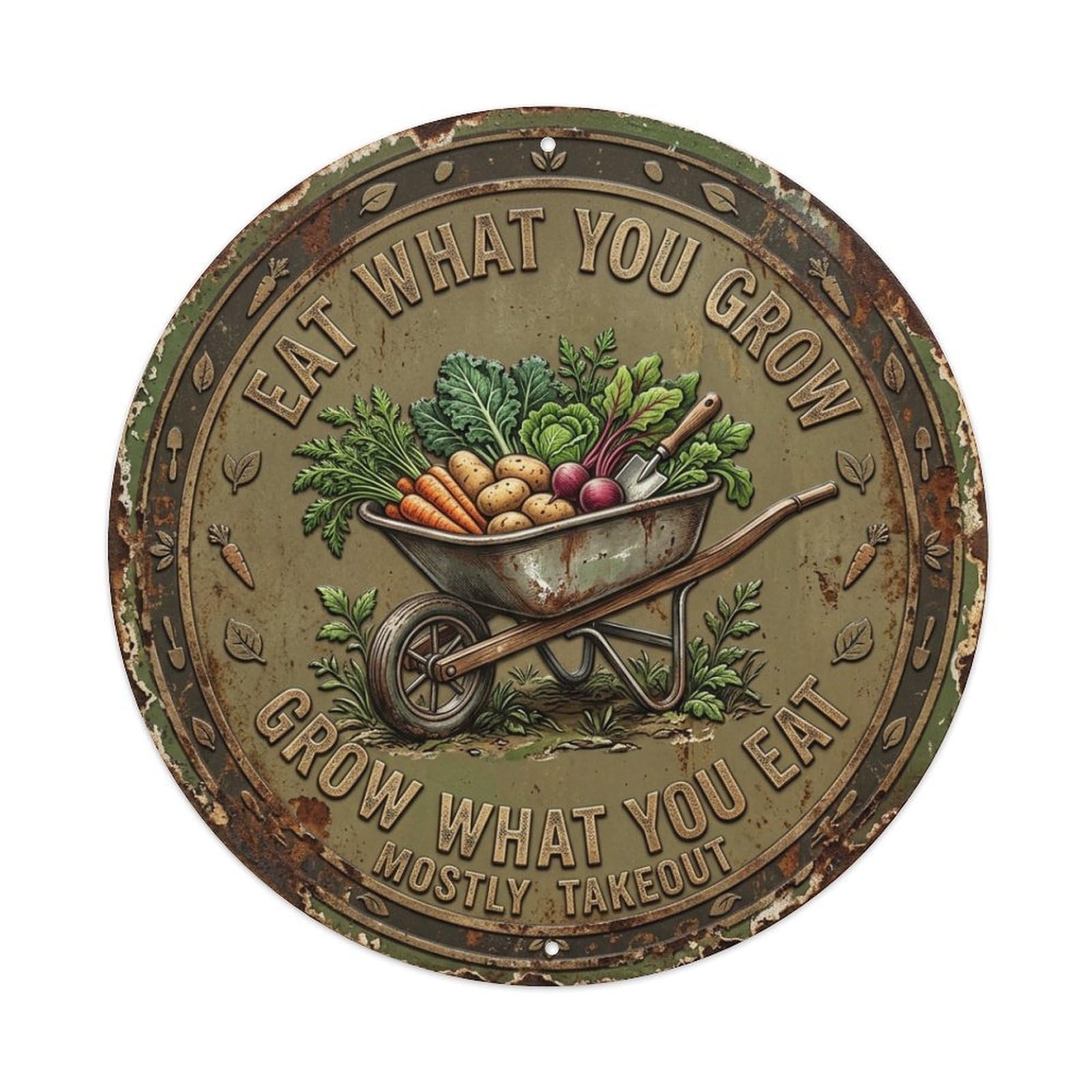Wheelbarrow Harvest Kitchen Vintage Metal Tin Sign Plaque Wall Decor for Cafe, Club Bar, Office, Garden Metal Poster 8x8Inch