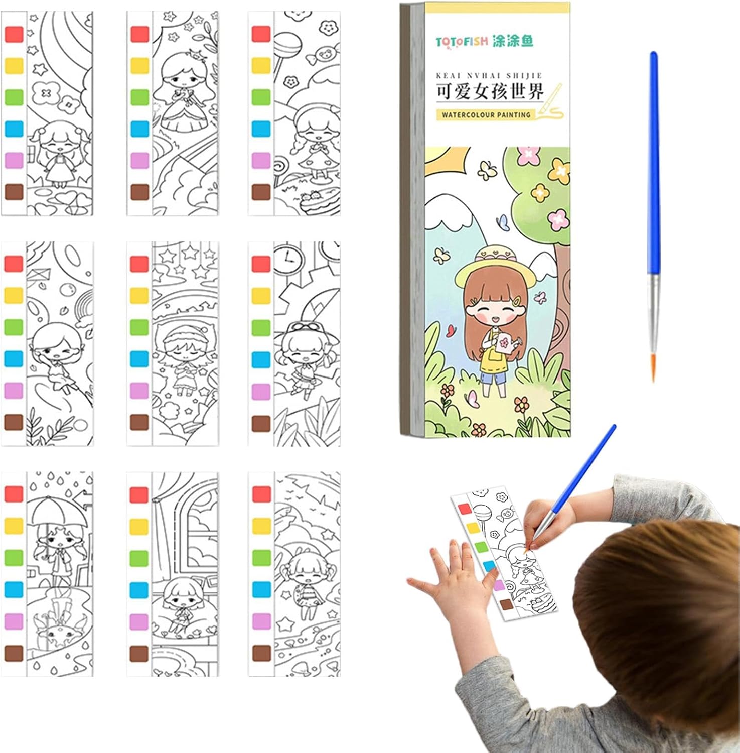 Watercolor Coloring Book, Coloring Pads, Pocket Color Block for