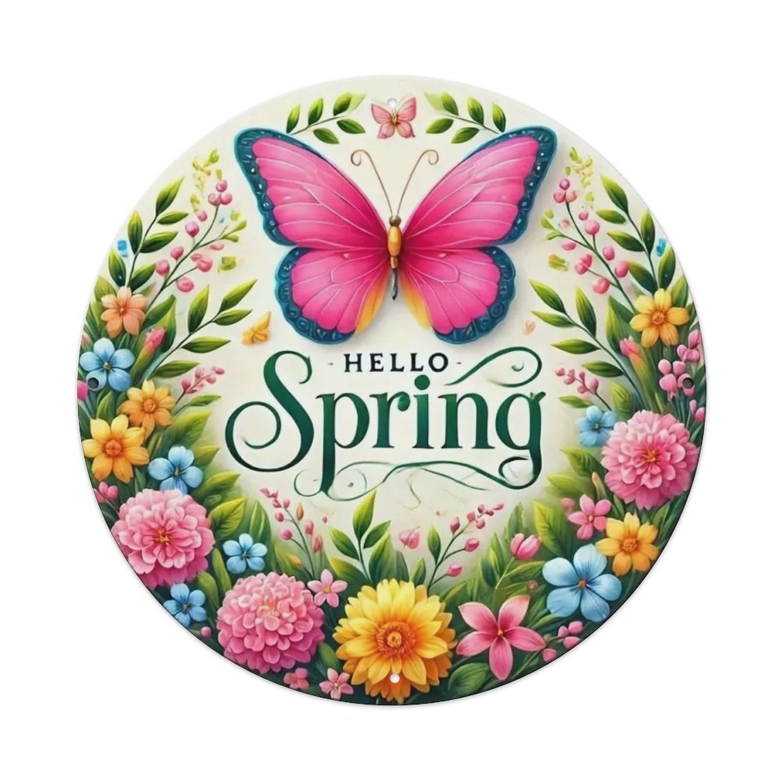 Igtefte Vintage Hello Spring Tin Sign Style Home Bar Garden Wall Plaque Decor Metal Poster 8X8 Inch