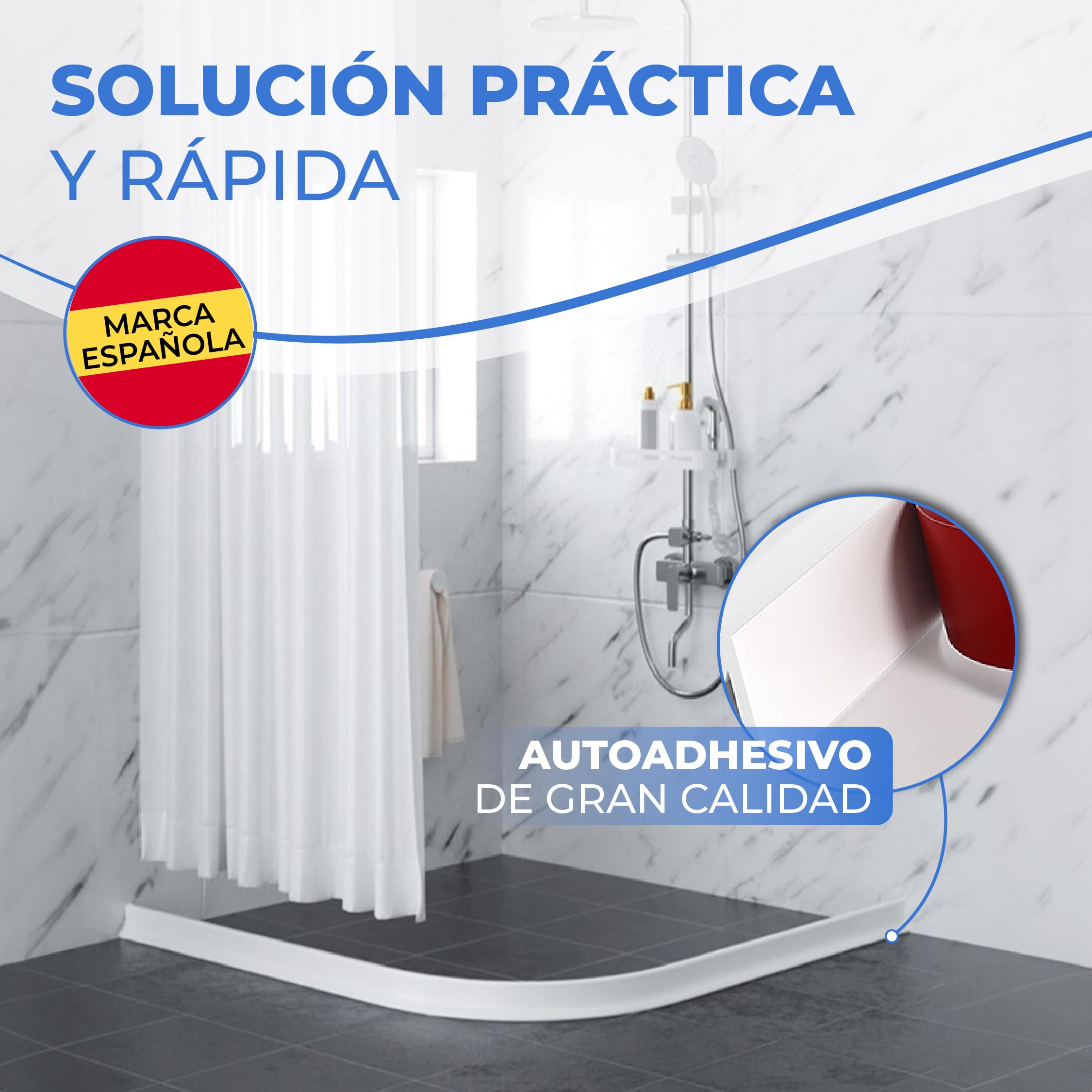 Perfil Silicona Ducha 2 METROS, Copete Encimera Cocina, Borde Plato Ducha, Barrera de Agua, Barrera De Ducha, Barrera Agua baño, Goma Mampara (50X30mm Negro)