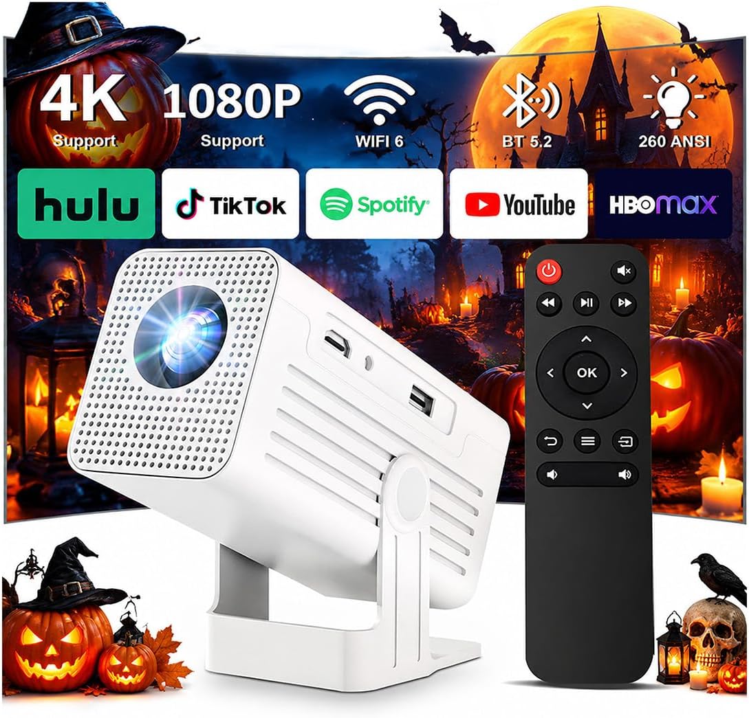 Mini
Portable
Movie
Projector
with
WiFi
and
Bluetooth
4K
Support