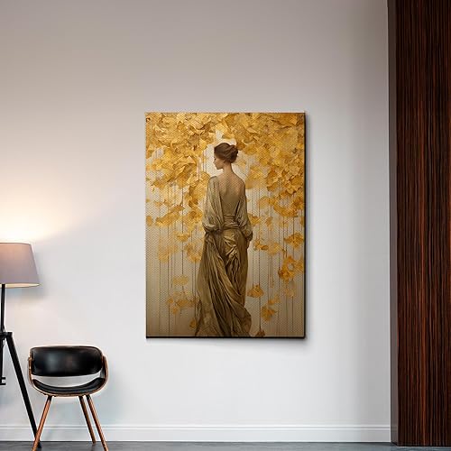 Miniatura 3 de Original Ginkgo biloba Print On Canvas, Modern Textured Gold Wall Art, Abstract Gold Leaves Print, Living room Wall Decor, Modern Art Canvas, Arts