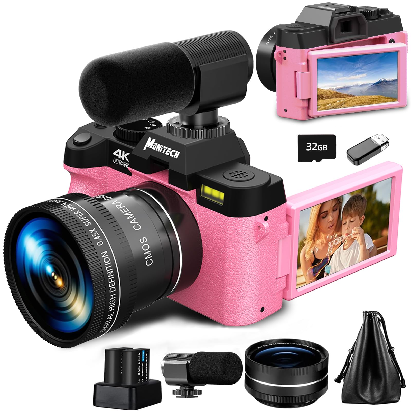 Mo 4K Digital Cameras for Photography MO-S100P-WMDPT-PK-2502