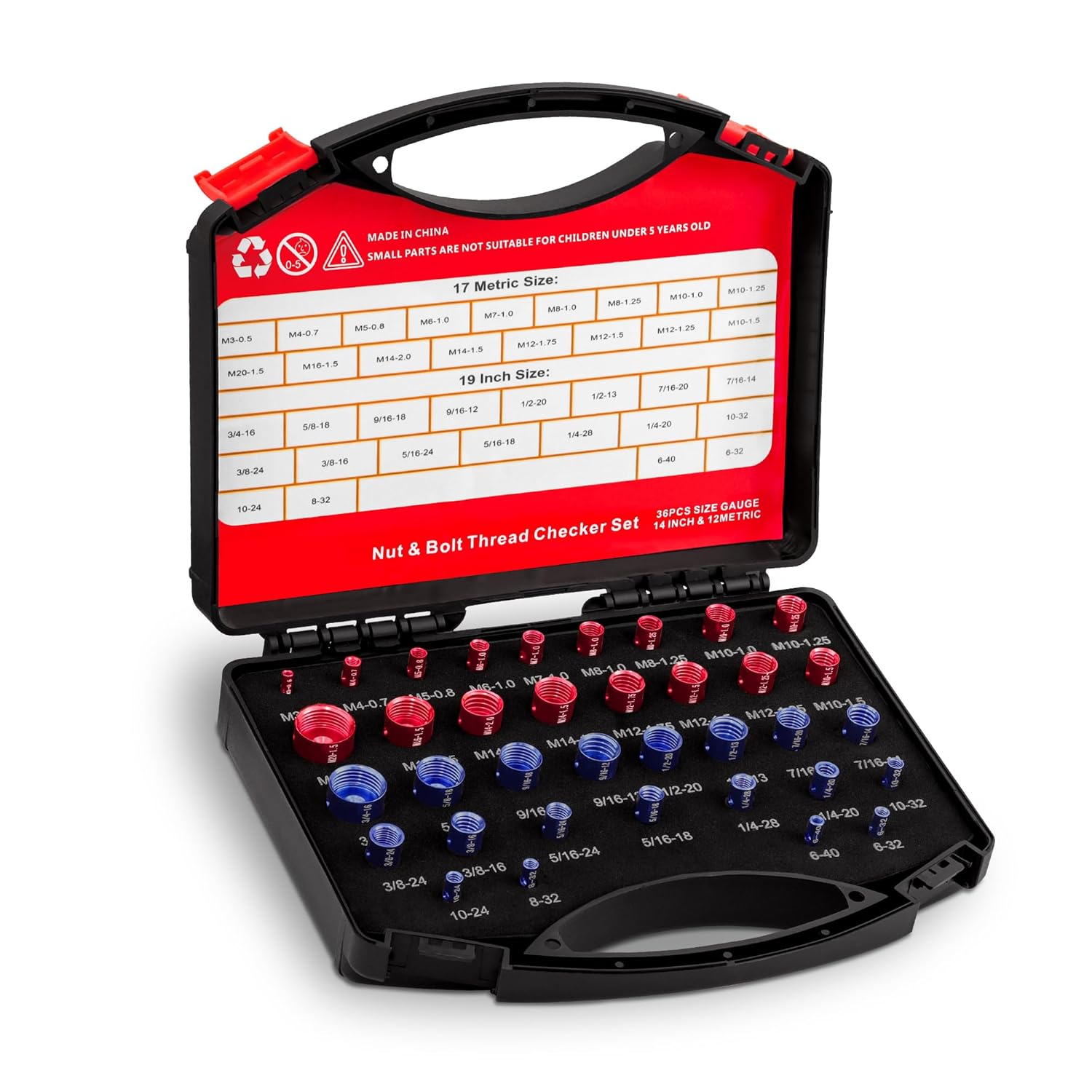 Nut and Bolt Thread Checker,36 Pcs Metric and Inch Thread Checker,Bolt Size and Thread Gauge, Bolt and Nut Identifier Gauge,Specially Suitable for Size Check on Tricky and Narrow Area