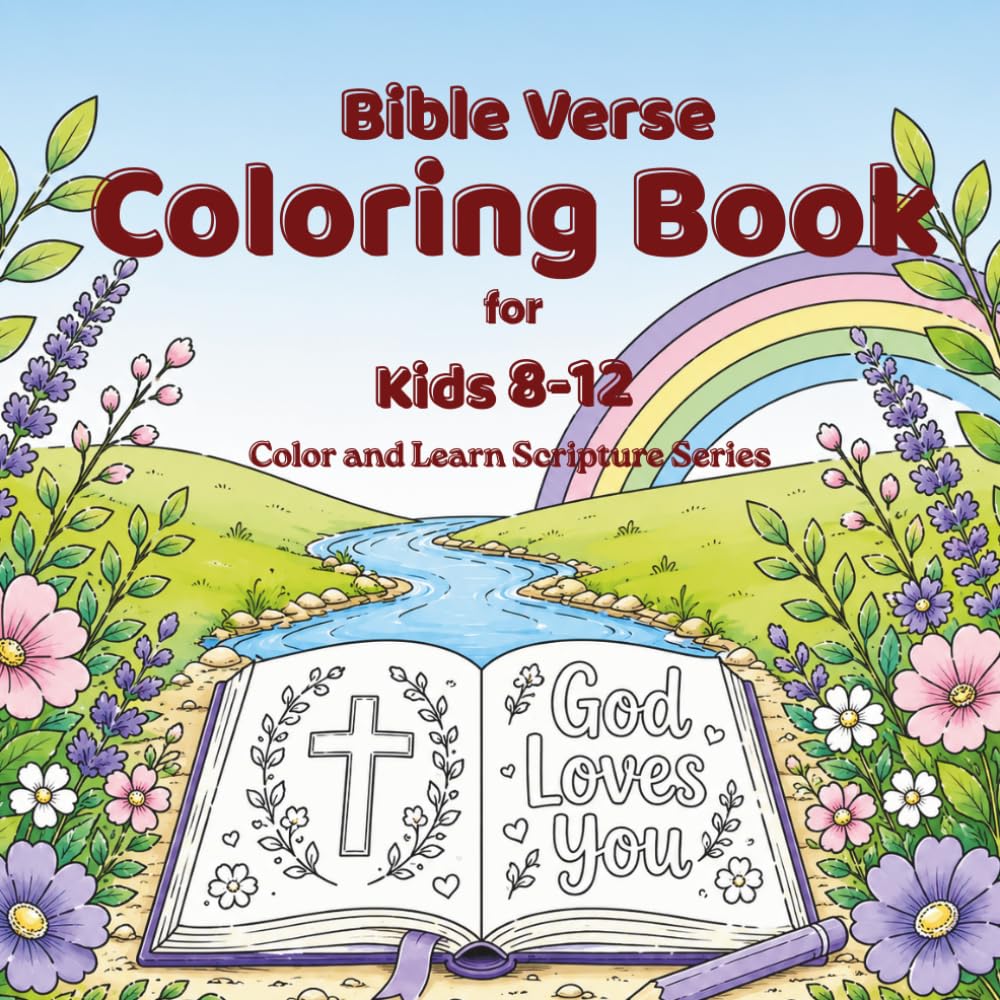 Bible Verse Coloring Book for Kids ages 8-12: 40 Inspiring Illustrations and Biblical Quotes for Girls and Boys | Color and Learn Scripture