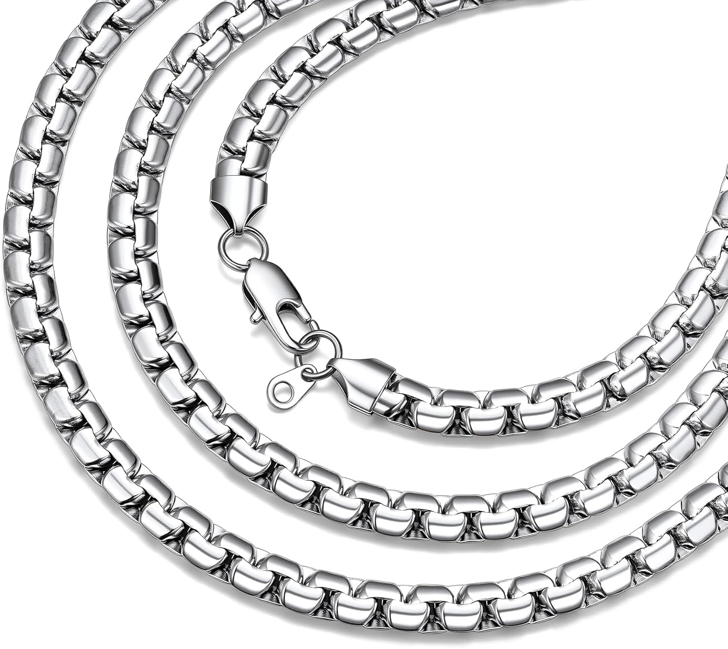 Bestyle 18K Gold Plated/Silver/Black Chain for Men, Hypoallergenic 2/4/6/8mm Stainless Steel Flat Link Chain Necklace for Men & Women Hip Hop Jewelry, 14-30"