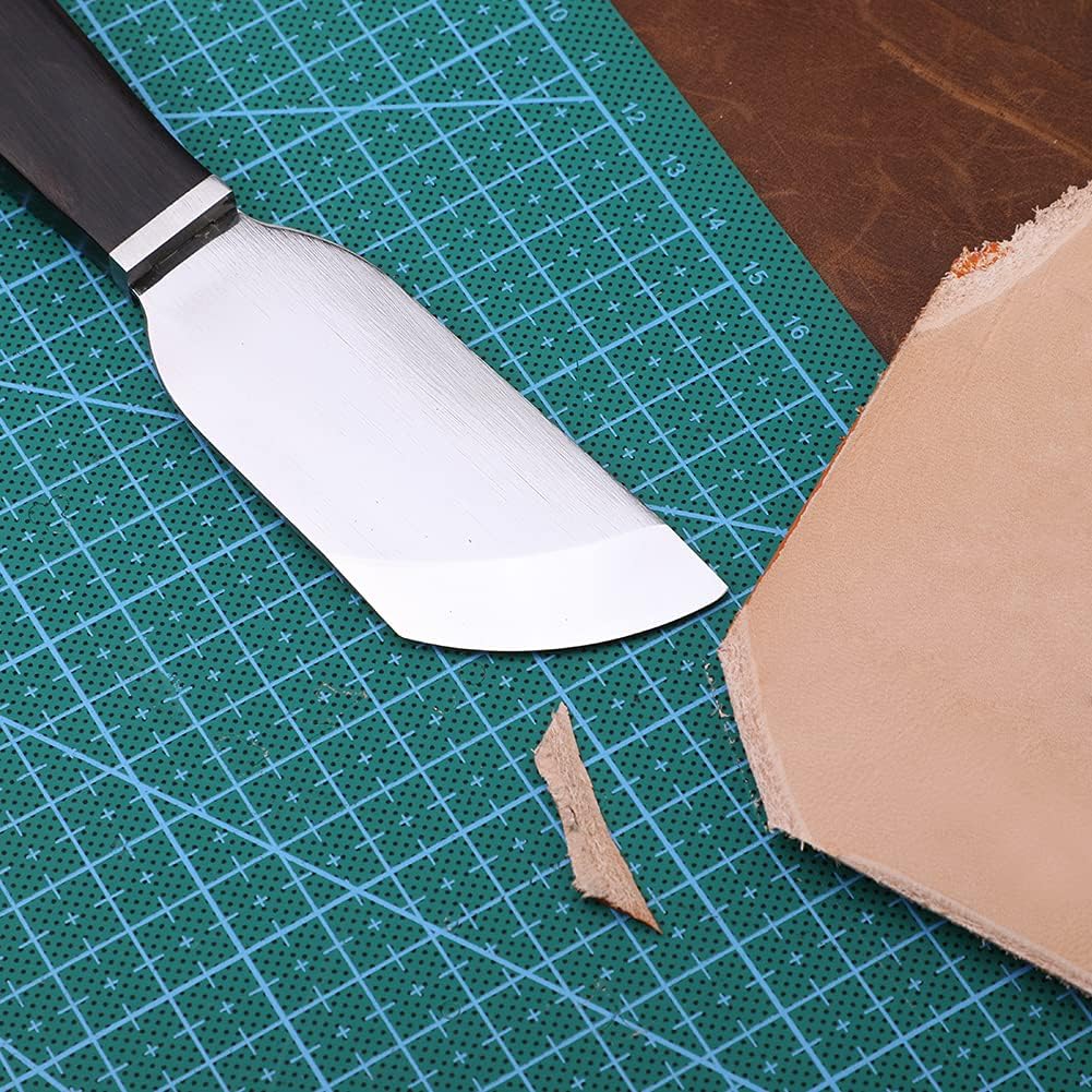 DIUDUS Leather Cutting Knife with Wooden Handle - Curve Skiving Knife Leather Working Tools, Leather Craft Cutting Knife with Exquisite Package, Leathercraft Supplies for DIY Leathercraft