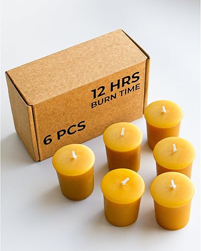 Miniatura 27 de CANDWAX Velas de pilar de cera de abeja pura de 1.8 x 4 pulgadas, juego de 3 a 34.5 horas de combustión, velas amarillas hechas a mano, velas