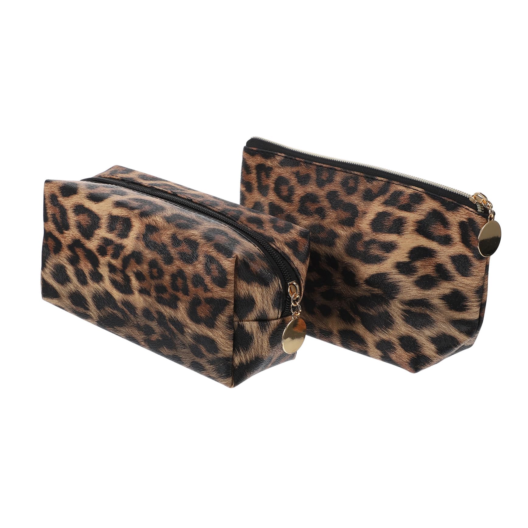 POPETPOP Borsa Trucco Leopardata 8.27 Pollici Set 2 Custodie Cosmetici in Pu Con Cerniera Portatrucchi Da Viaggio E Uso Quotidiano Per Ragazze E Donne