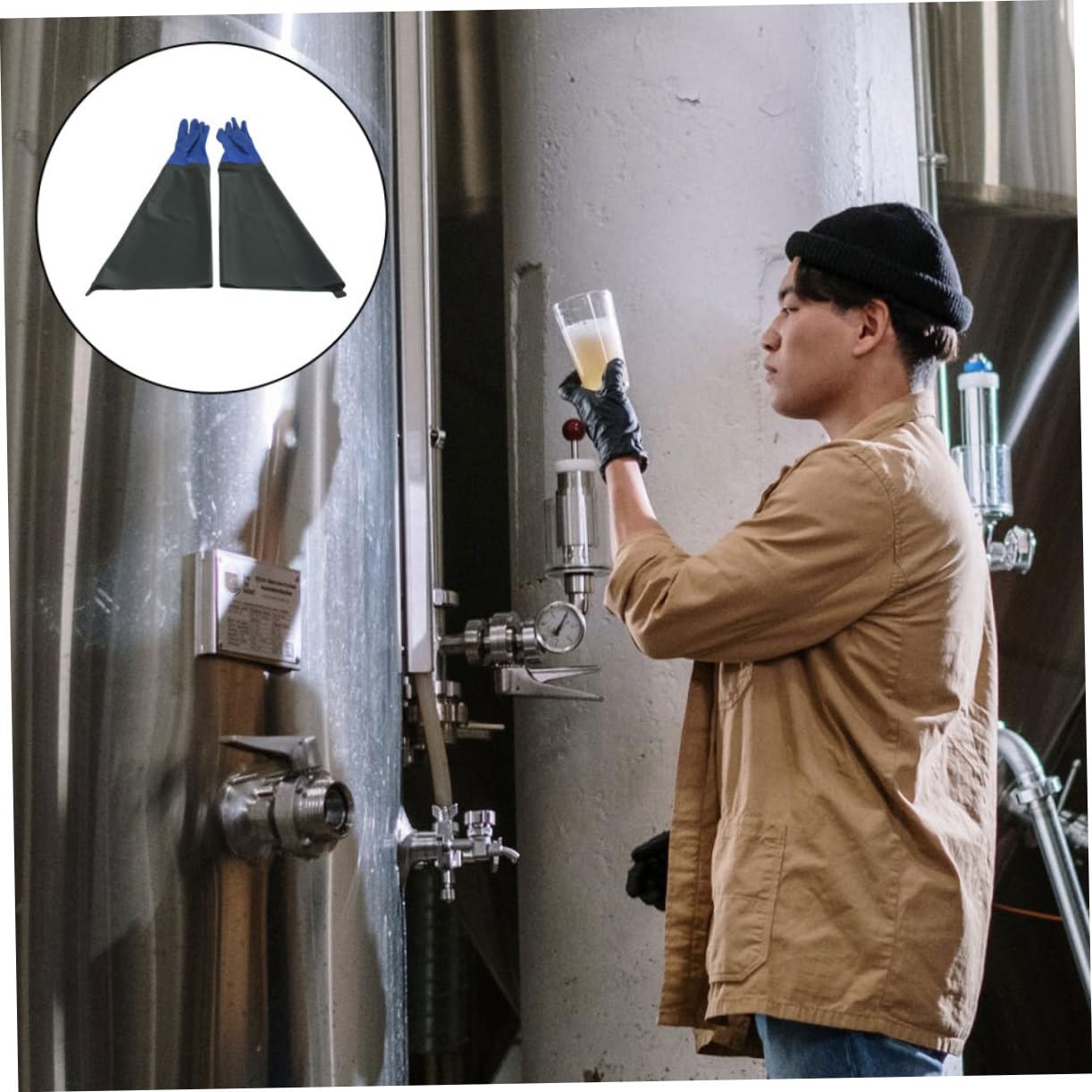 SHINEOFI Guantes Reutilizables de PVC Resistentes al Aceite y Productos Químicos Diseño Antideslizante e Impermeables para Industria y Trabajo