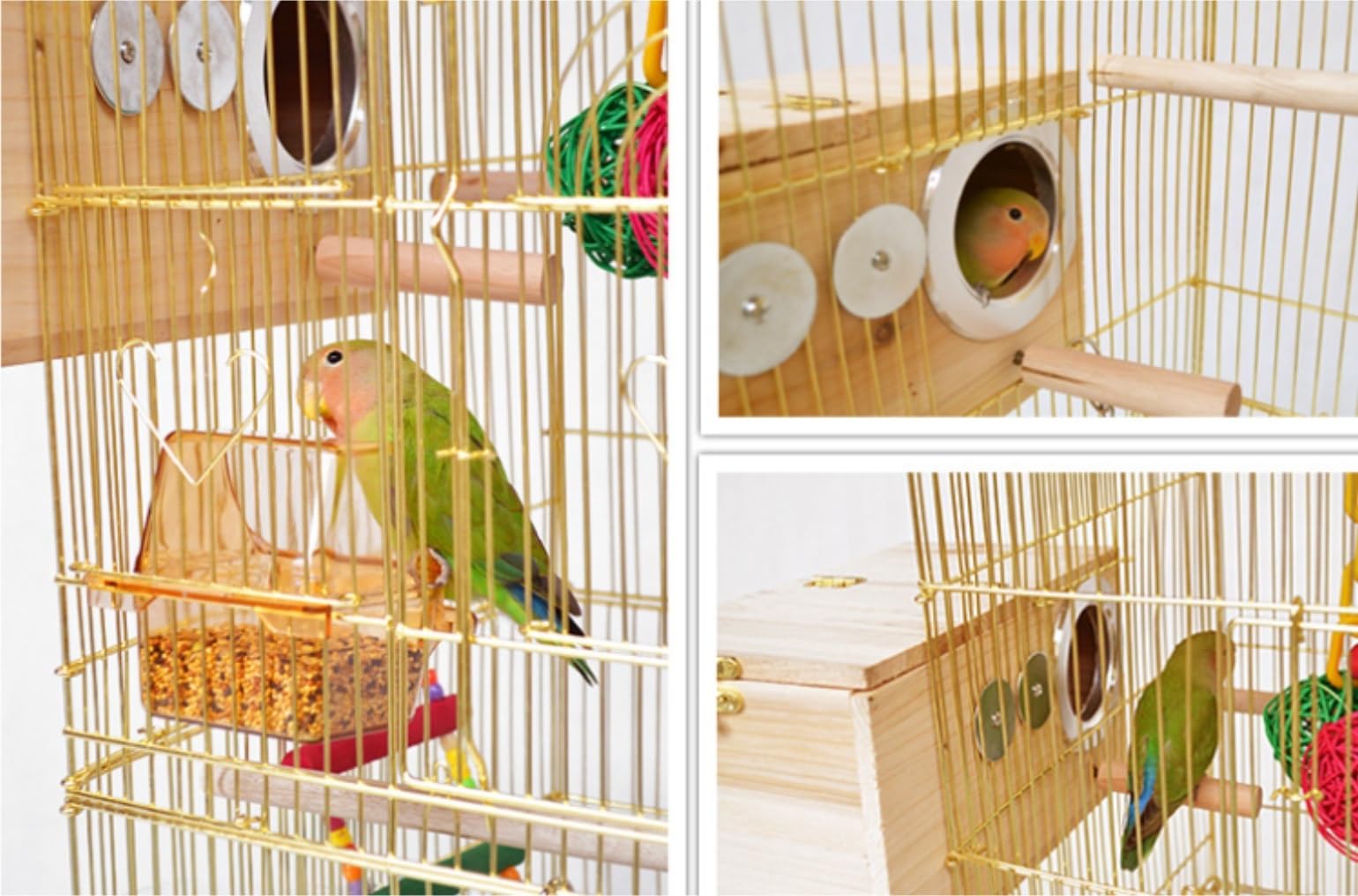 Vogelkäfig im Freien, Retro-Vogelkäfige, Großer Vogelkäfig, Quadratisch, Gold, Tragbar, Langlebig, Vogelhäuschen, Träger Für Zuhause Vogelvoliere Vogelkäfig Voliere