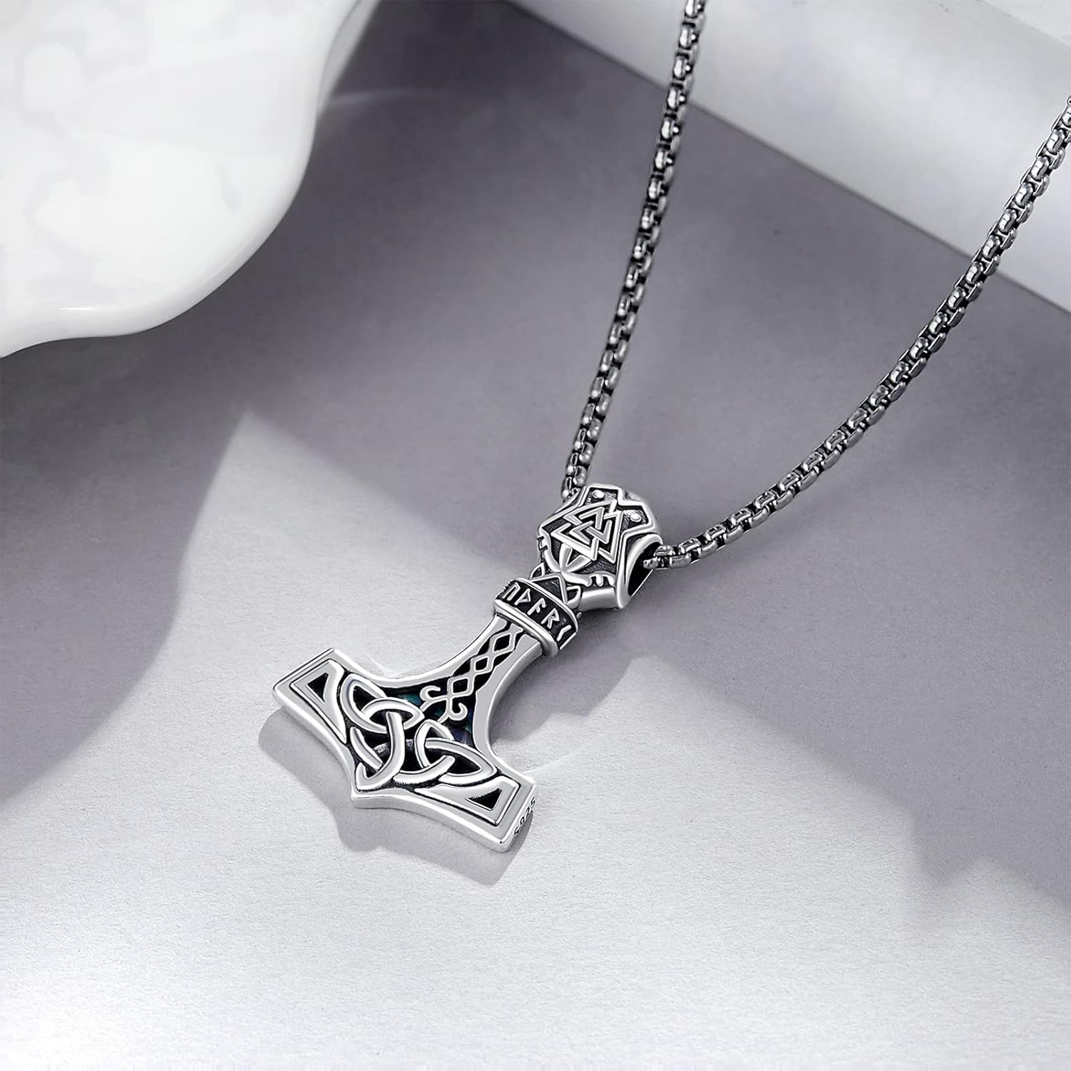 Viking Necklace for Men 925 Sterling Silver Mjolnir/Yggdrasil/Wolf/Deer/Raven/Dragon Pendant Necklace Viking Jewelry Norse Mythology Gifts for Women - Image 3