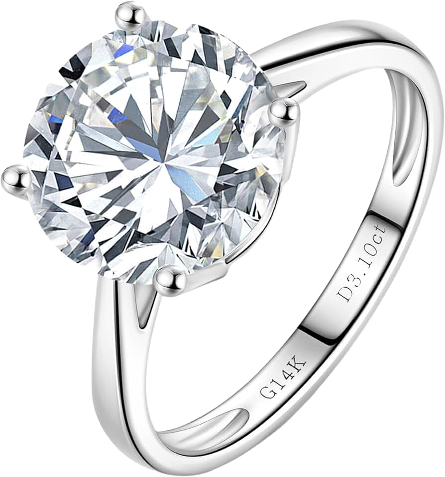 CRITI RORA 1-3 Carat Lab Grown Diamond Engagement Ring 14K White Gold,IGI Certified Round Cut (D-E Color VS1-VS2) Classic 4-Prong Ring for Women,Wedding Ring