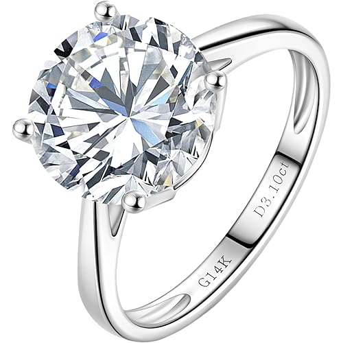 1-3 Carat Lab Grown Diamond Engagement Ring 14K White Gold,IGI Certified Round Cut (E-F Color VS2-SI1) Classic 4-Prong Ring for Women,Wedding Ring