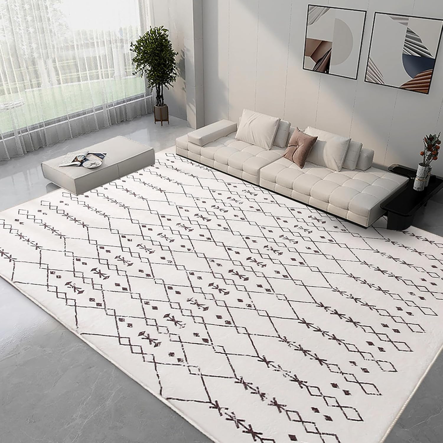 Leesentec Moroccan Area Rugs Living Room Rugs Modern Abstract Rug