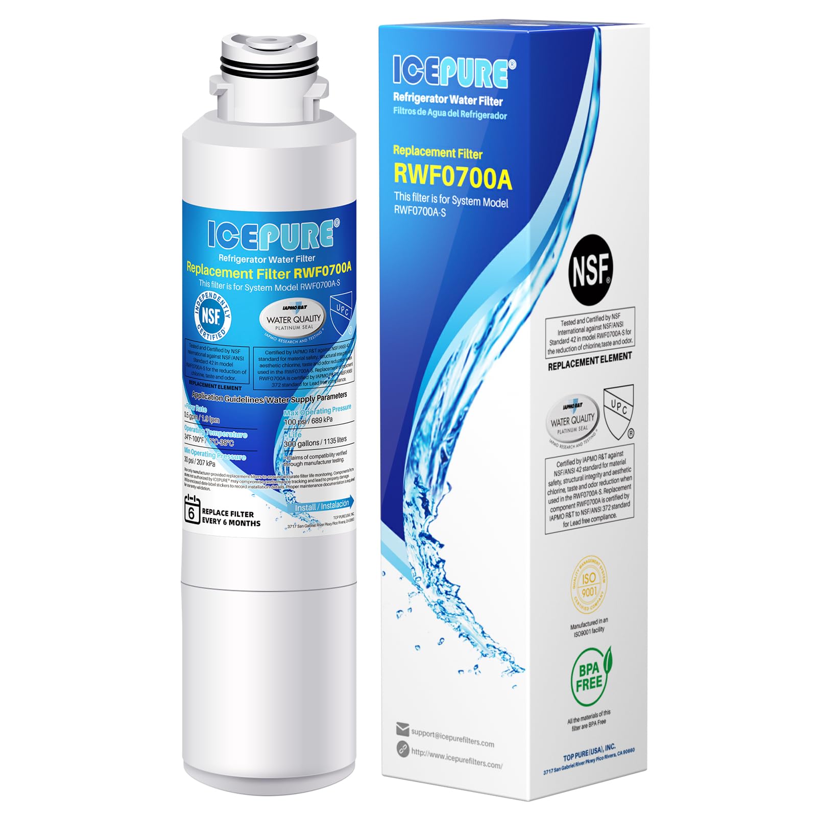 ICEPURE DA29-00020B Refrigerator Water Filter Replacement for Samsung DA29-00020B DA29-00020A HAF-CIN RF263BEAESR RF28HFEDBSR RF261BEAESR RF28JBEDBSG DA97-08006A 1PACK