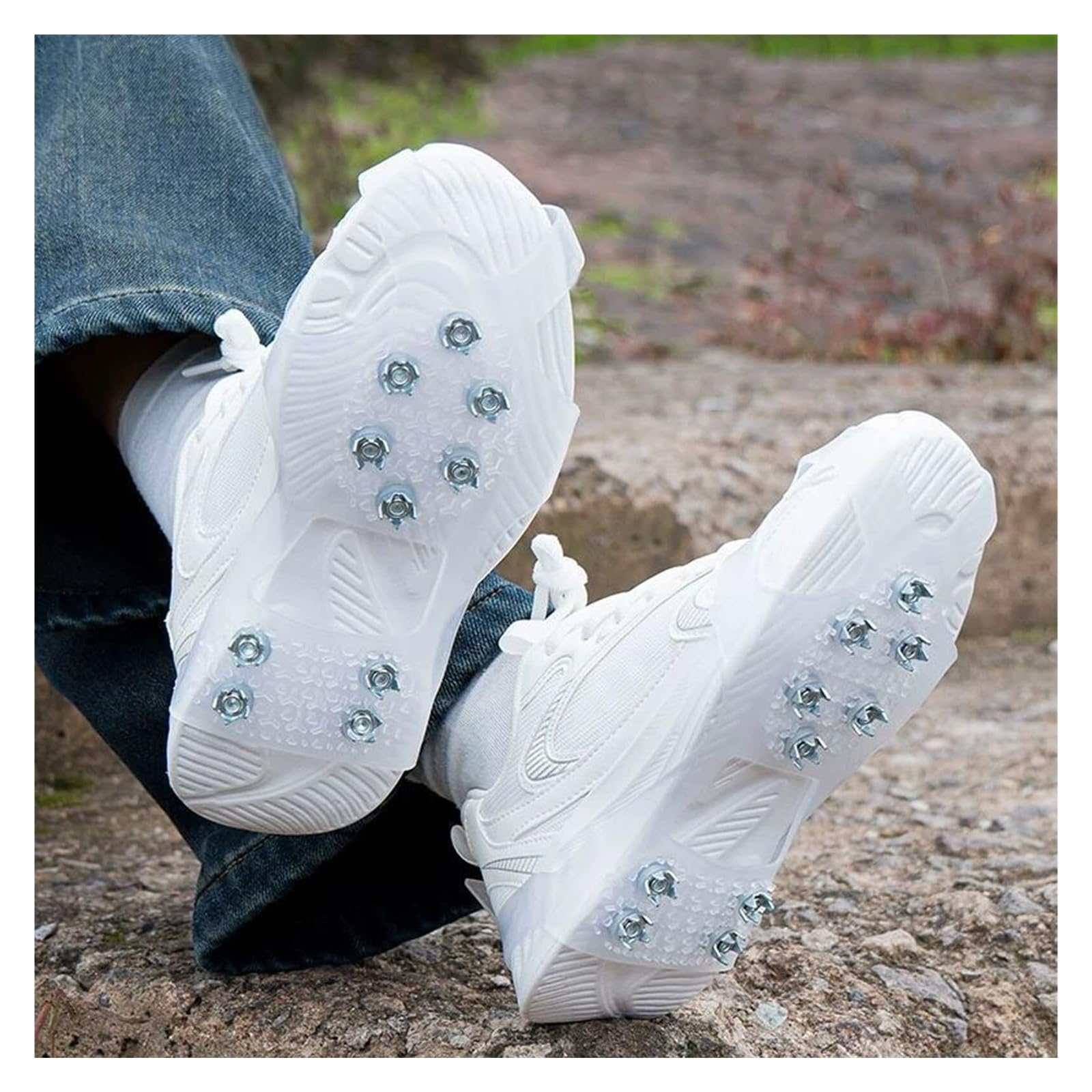 1 Paar Anti-Rutsch-Schuh-Schneegriffe, Stollen for EIS, Schneeschuhe, Greifer mit 10 Stahlnieten, Steigeisen, Spike-Eisstollen, Traktionsgriff