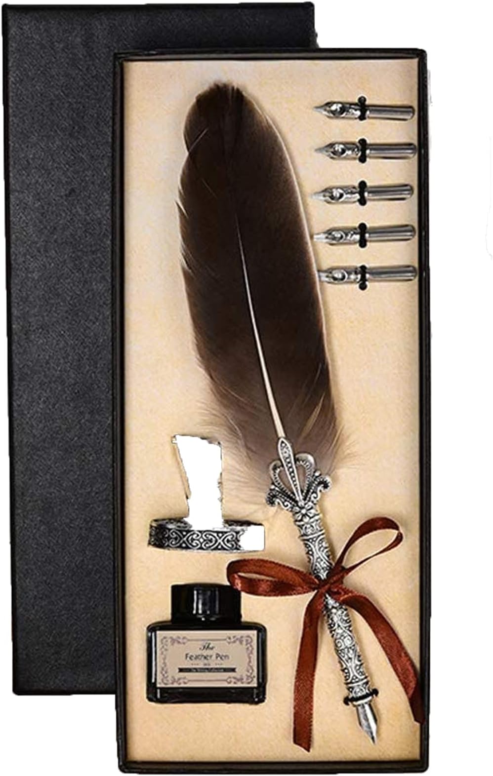 Sulfar Vintage Feather Quill Dip Pen Writing Ink Set Perfect for Signning Handwriting School Office Stationery Gift Excellent Wedding Souvenir