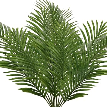DILATATA 12 pcs Artificial Palm Leaves, 3 Sizes Large 34L, Medium 30L, Small 25L, Bendable Stems, Glossy Finish, for Home Decor, Event Styling
