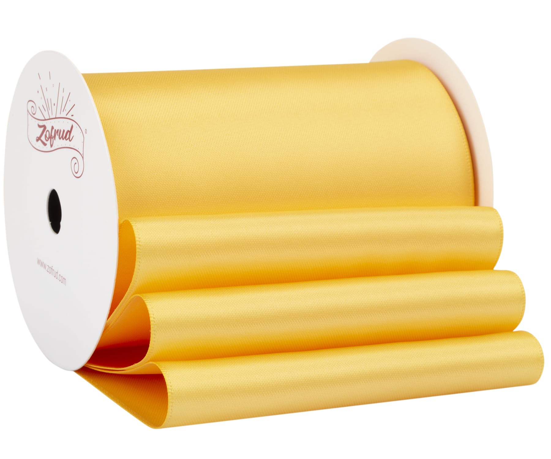 Zofrud Yellow Gold Satin Ribbon 4 Inch Wide x 10 Yds - Large Ribbon Ideal for Bows, Gift Wrapping, Flower Bouquet, and Crafts