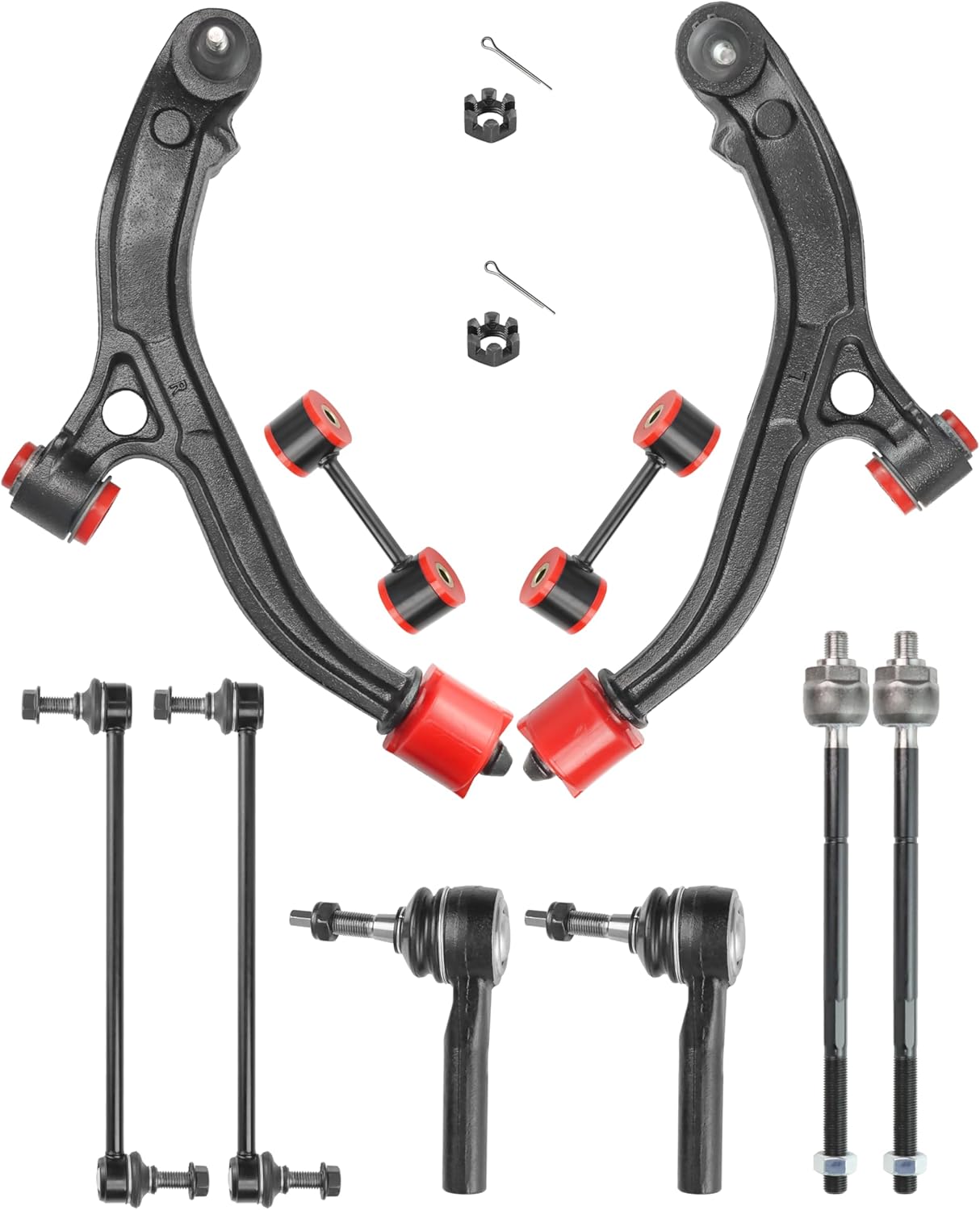 10pc Front Lower Control Arms Suspension Kit for 2001-2007 Chrysler Town & Country Dodge Caravan & Grand Caravan, 2001-2003 Voyager, Upgrade Polyurethane