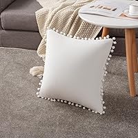 Vista 148 de 2 fundas para cojín decorativo de terciopelo con pompones