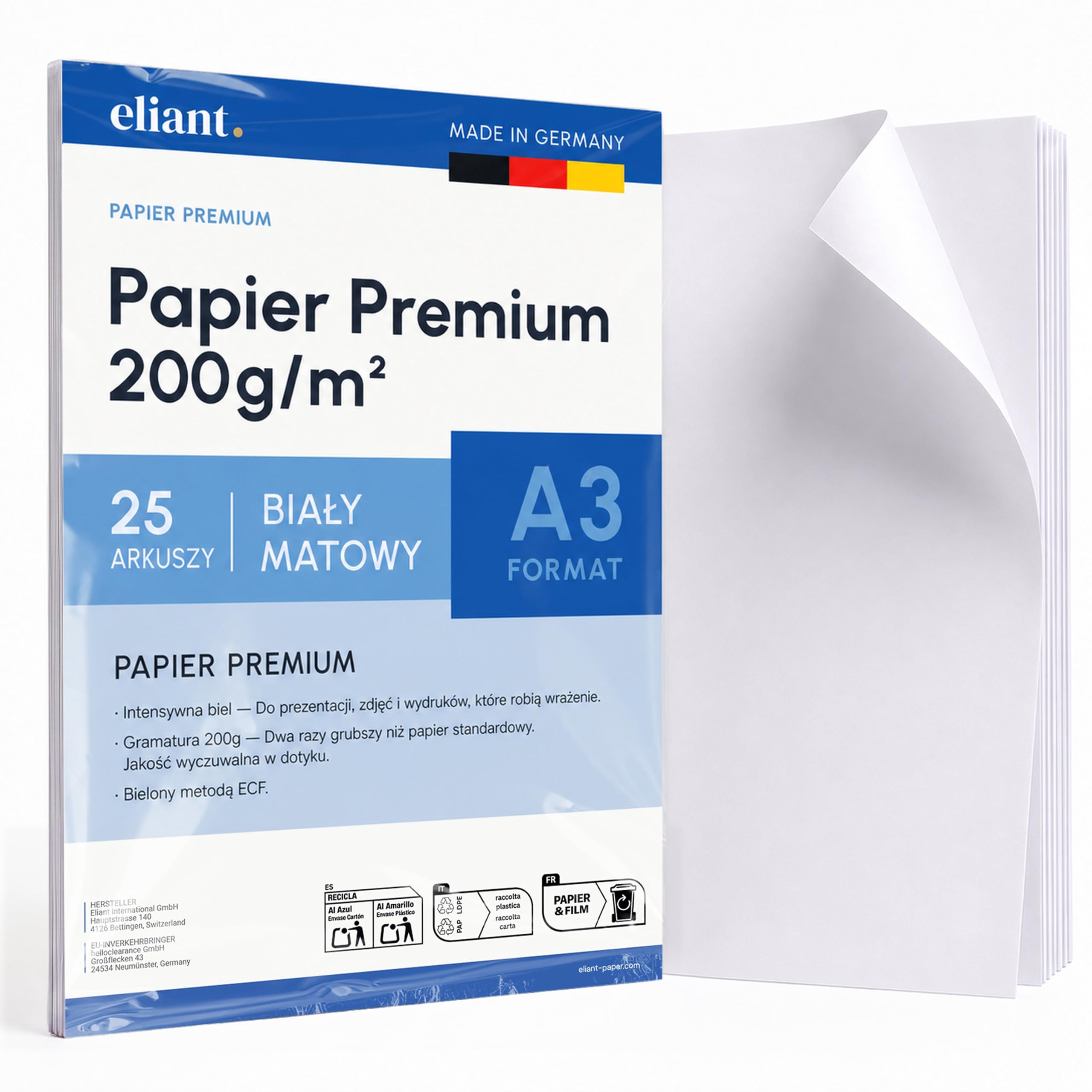 Papier Premium Matowy A3 200 g/m² 25 Arkuszy – Made in Germany