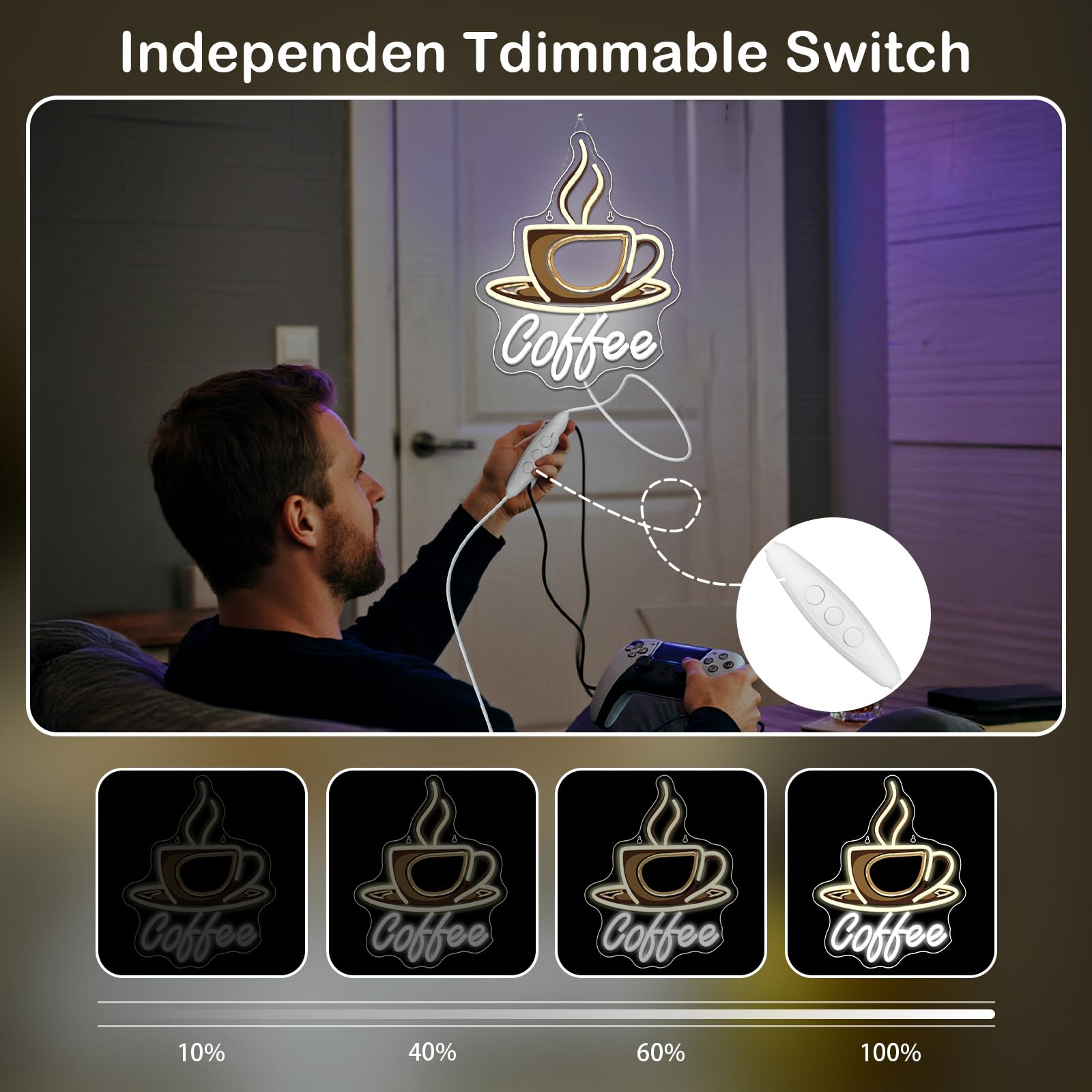 ineonlife Coffee Neon Led,Café Lettre Lumineuse, Neon Mural pour Décoration,Néon Led pour Bistrot,Food Truck Café,Coin Café,Magasin de Boissons,Cuisine,Chambre,Cadeau