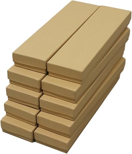 Caja de regalo de joyería rellena de algodón (Kraft) 8"x2"x1" lote de 10 #82